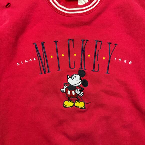 Disney Store 90s Vintage Red Mickey Mouse Ringer Sweatshirt - Picture 4 of 7
